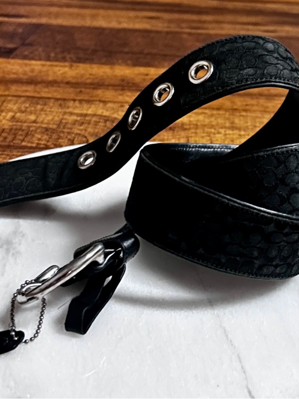 Coach (M6 3977) ~ Women’s Large ~ Vintage ~ Black W/Silver ~ Logo Designer Belt - Picture 15 of 16